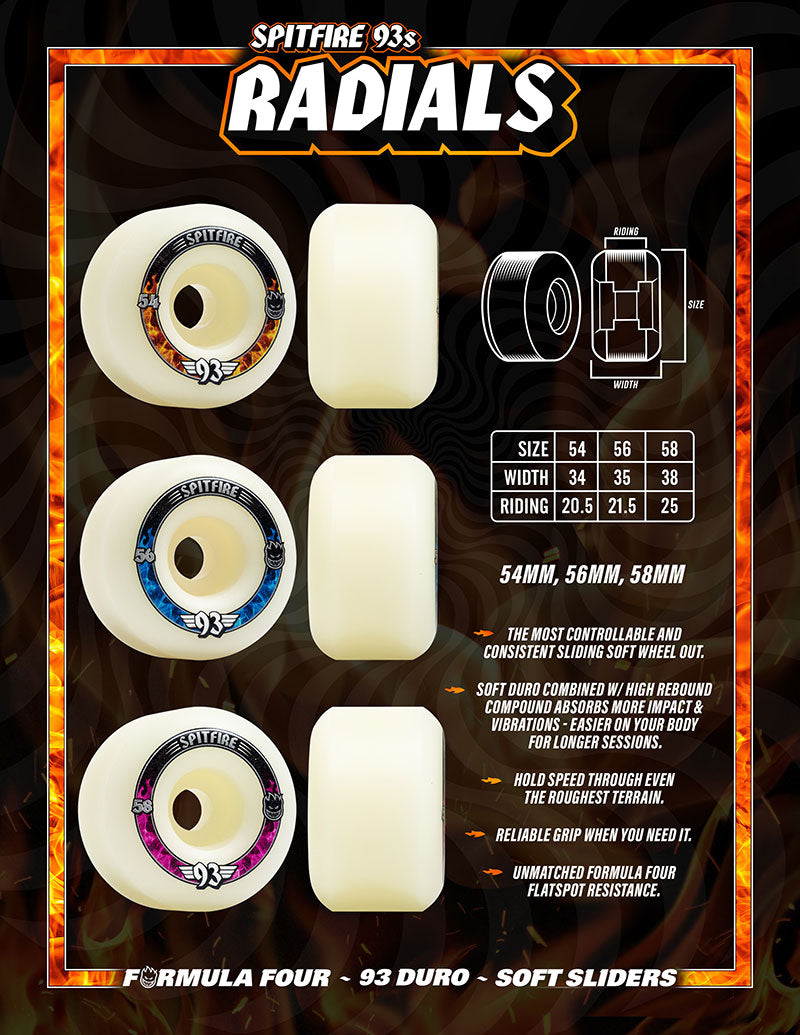 F4 93 Radials Skateboard Wheels