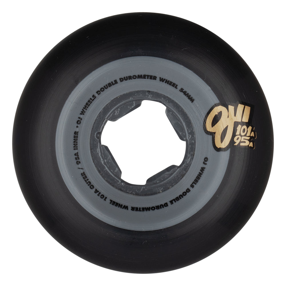 54mm Double Duro Black 101a/95a OJ Skateboard Wheels