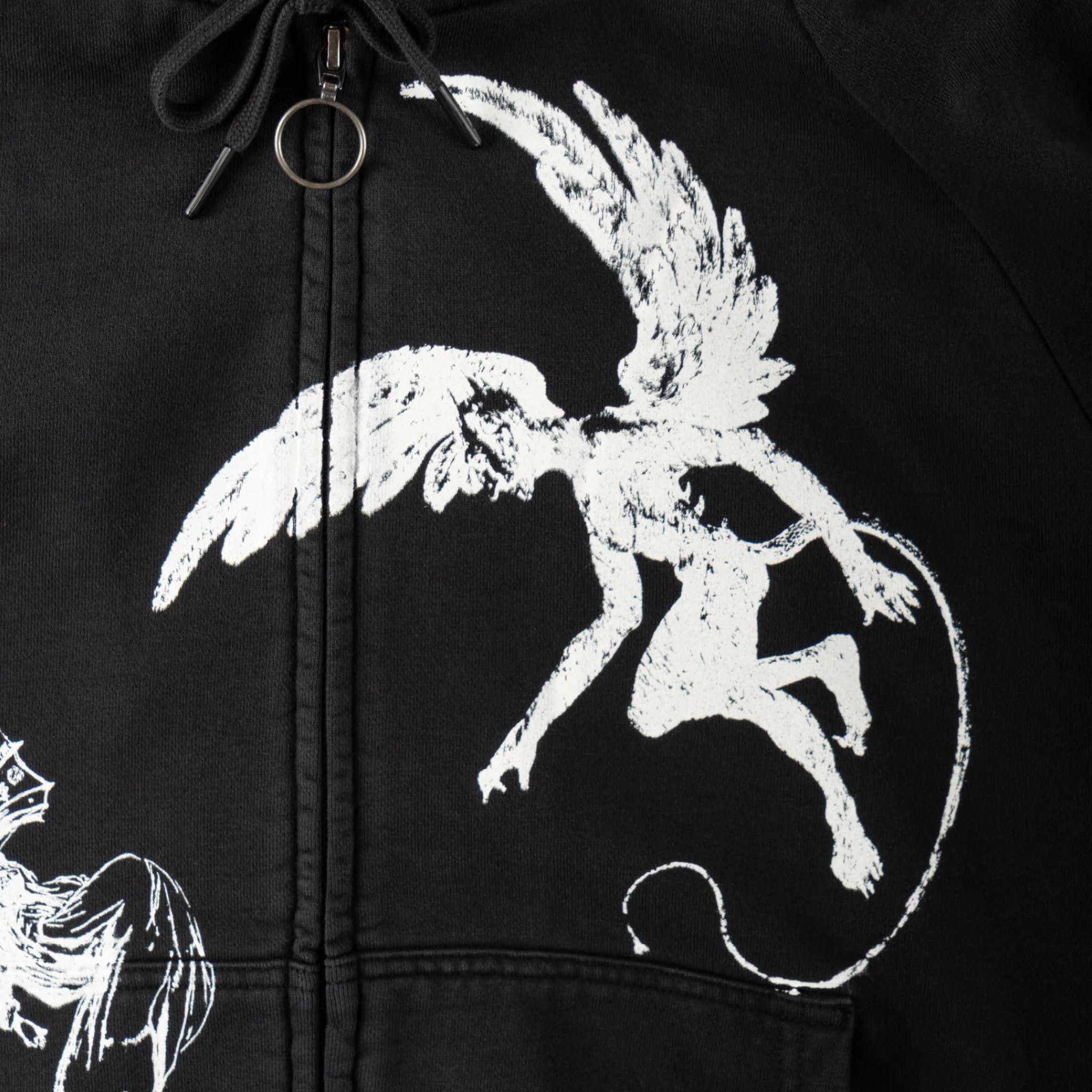 Duality Cropped Pigment-Dyed Zip Hoodie