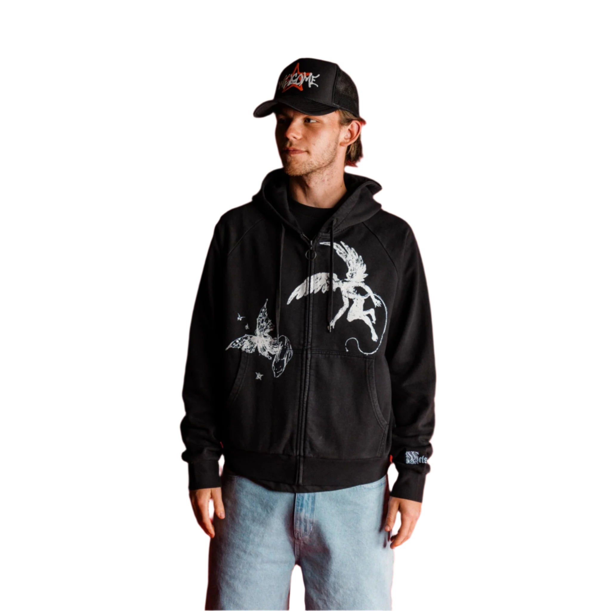 Duality Cropped Pigment-Dyed Zip Hoodie