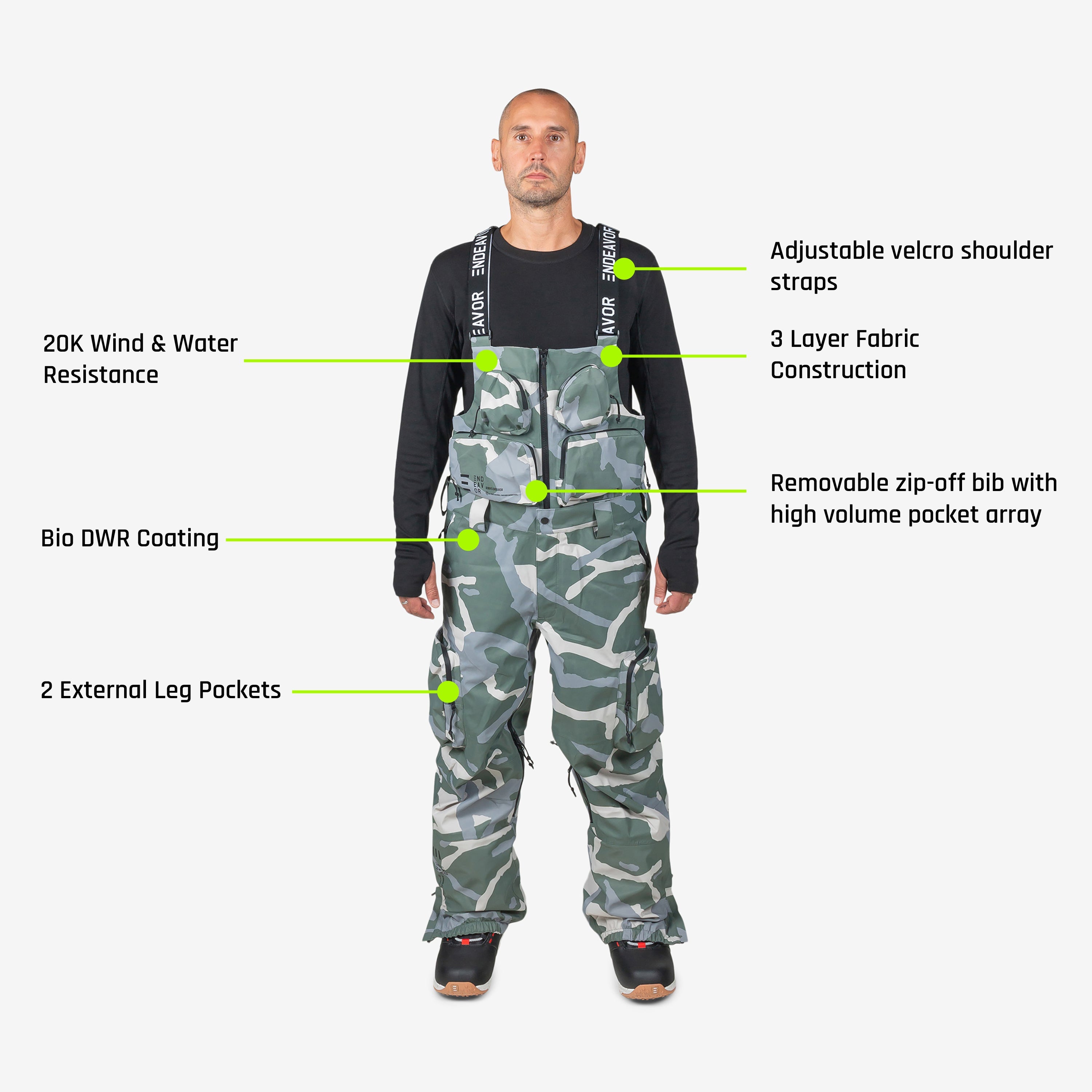 3L Scout Removable Snowboard Bib Pants