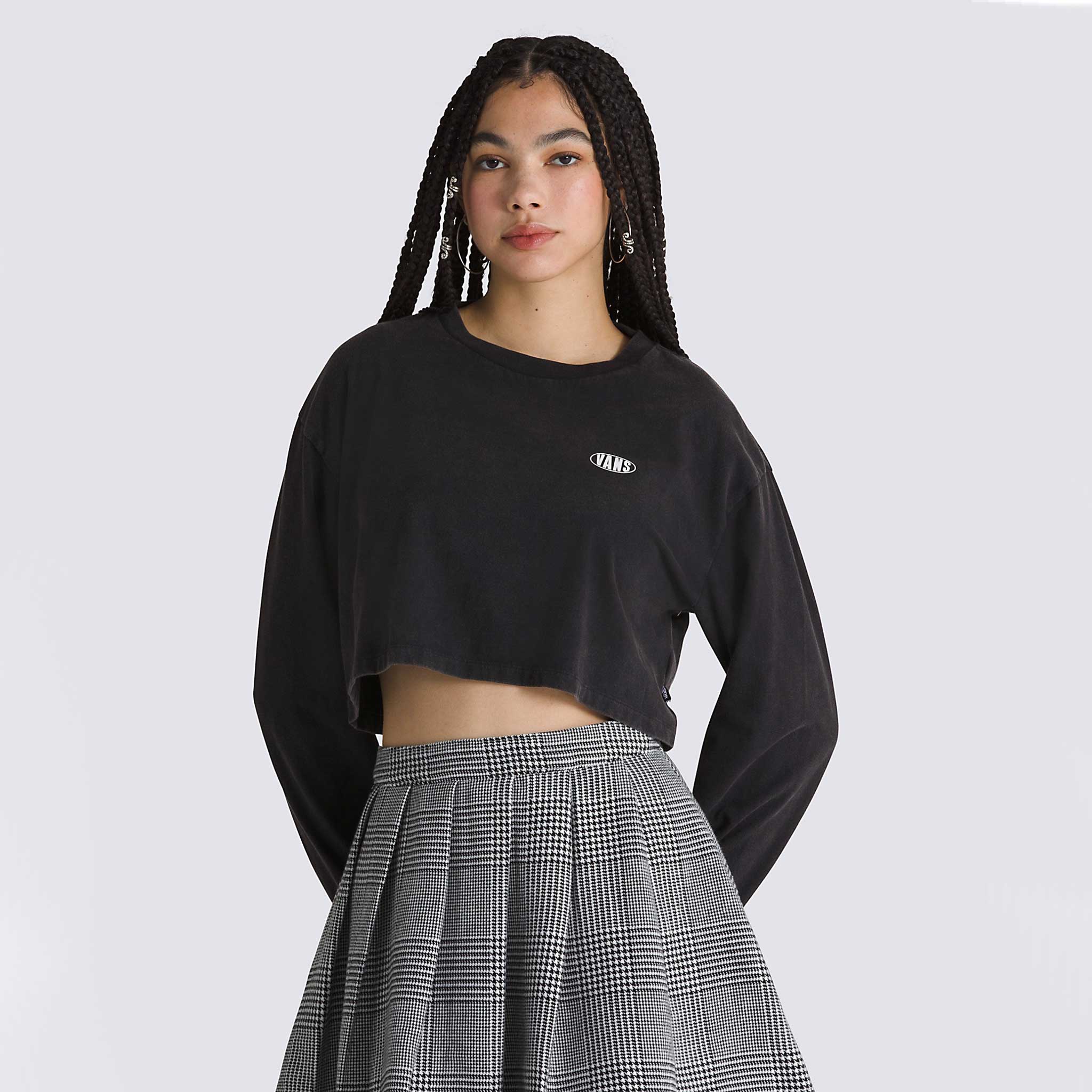 Oval Wash Relaxed Long Sleeve Crop T-Shirt