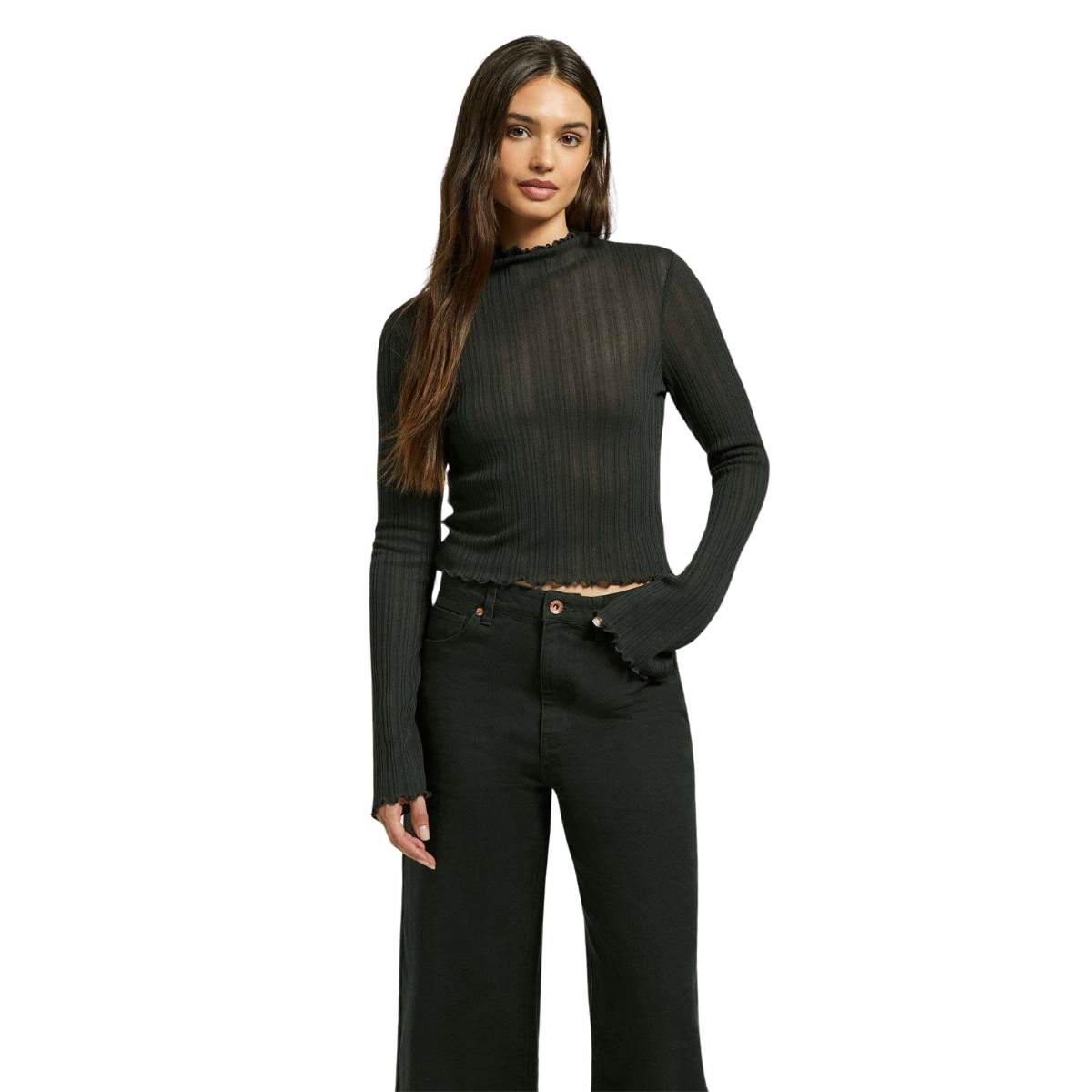 Novelty Ribbed Turtleneck L/S